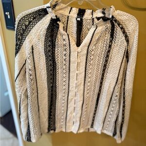 Black and White Striped Women's Top